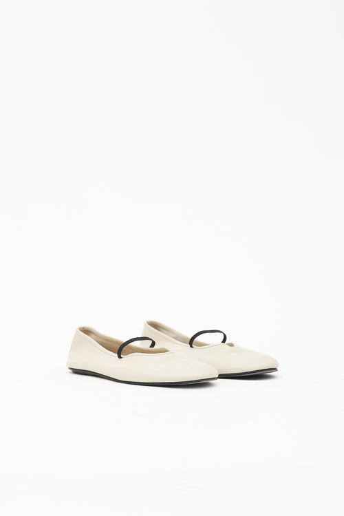 The Row Leather Elastic Ballet Slipper Flat