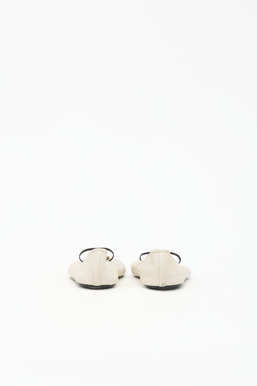 The Row Leather Elastic Ballet Slipper Flat