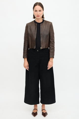 The Row Leather Collarless Jacket