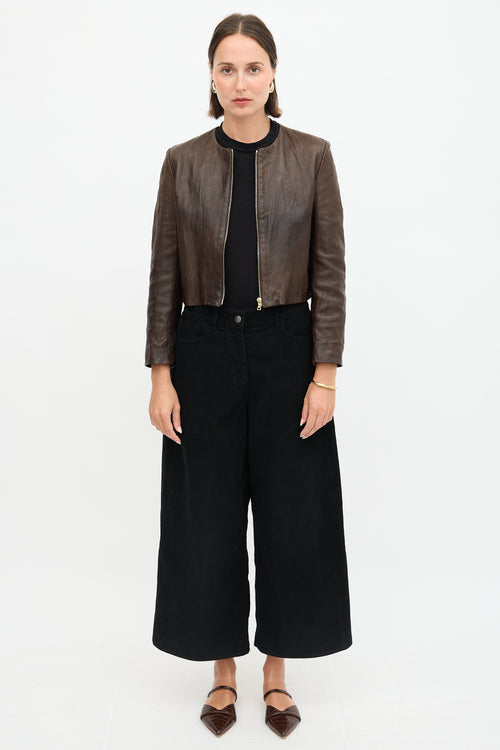 The Row Leather Collarless Jacket