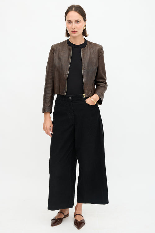 The Row Leather Collarless Jacket