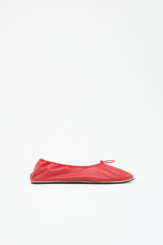 The Row Leather Round Ballet Flat