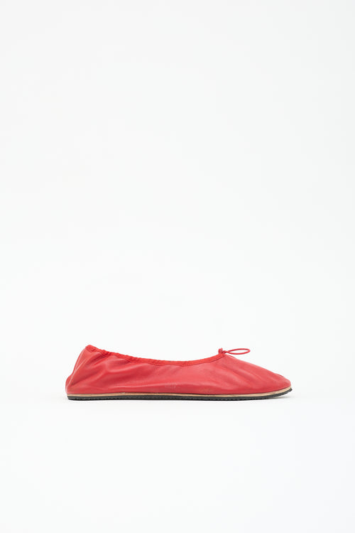 The Row Leather Round Ballet Flat
