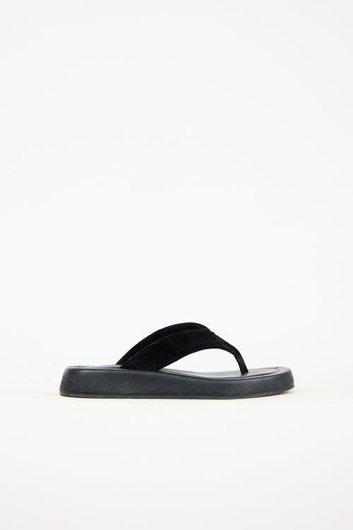 The Row Leather & Velvet Ginza Sandal