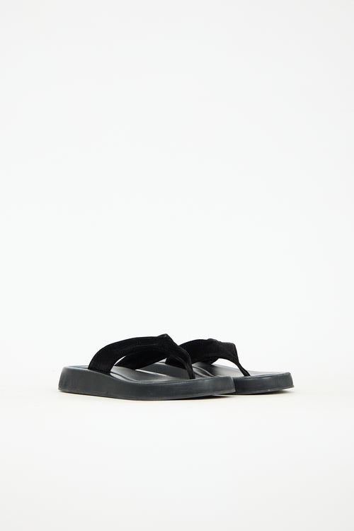 The Row Leather & Velvet Ginza Sandal