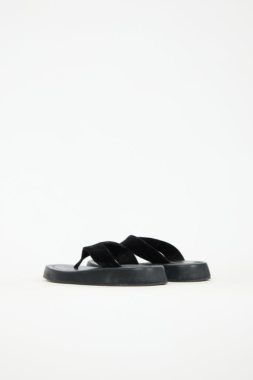 The Row Leather & Velvet Ginza Sandal
