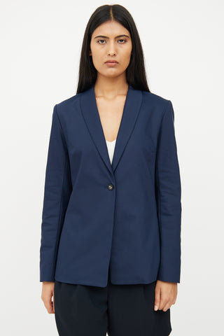 The Row Navy Nylon Shawl Blazer