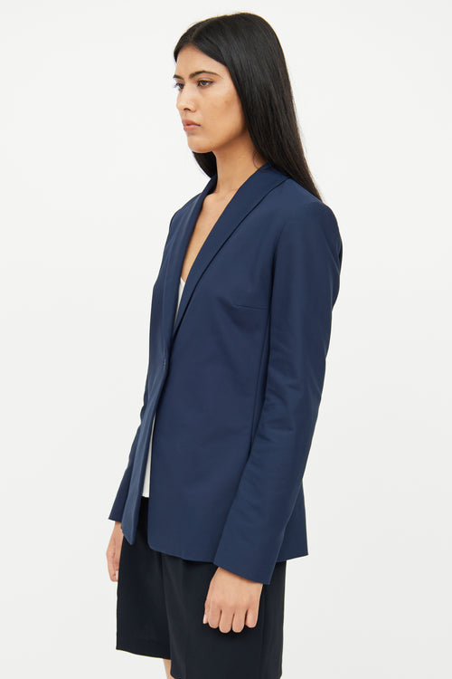 The Row Navy Nylon Shawl Blazer