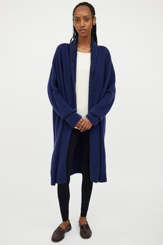 The Row Navy Cashmere & Silk Open Cardigan