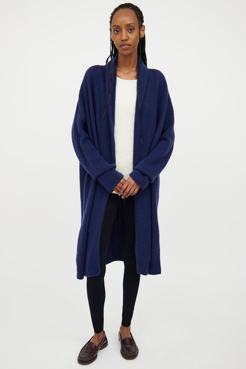 The Row Navy Cashmere & Silk Open Cardigan