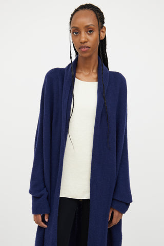 The Row Navy Cashmere & Silk Open Cardigan