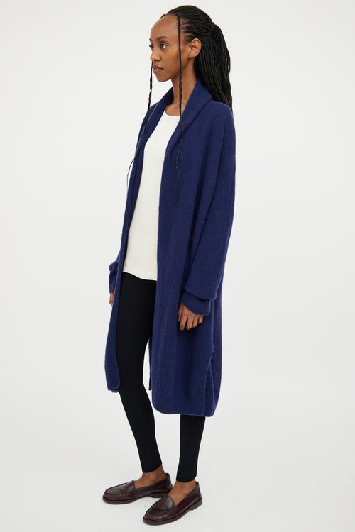 The Row Navy Cashmere & Silk Open Cardigan