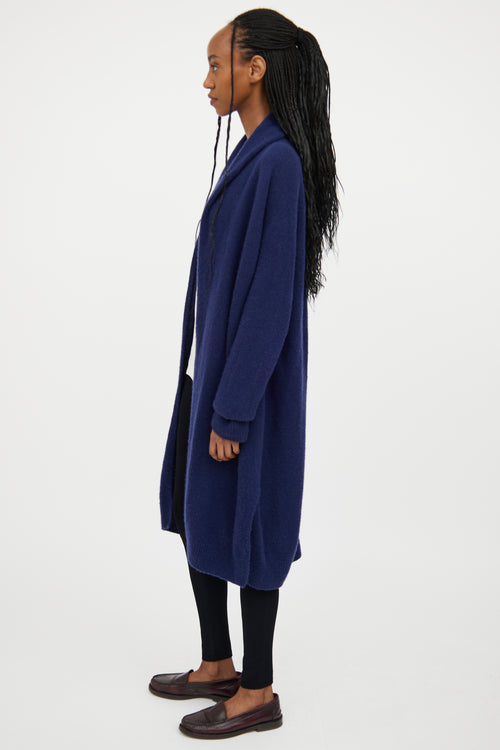 The Row Navy Cashmere & Silk Open Cardigan