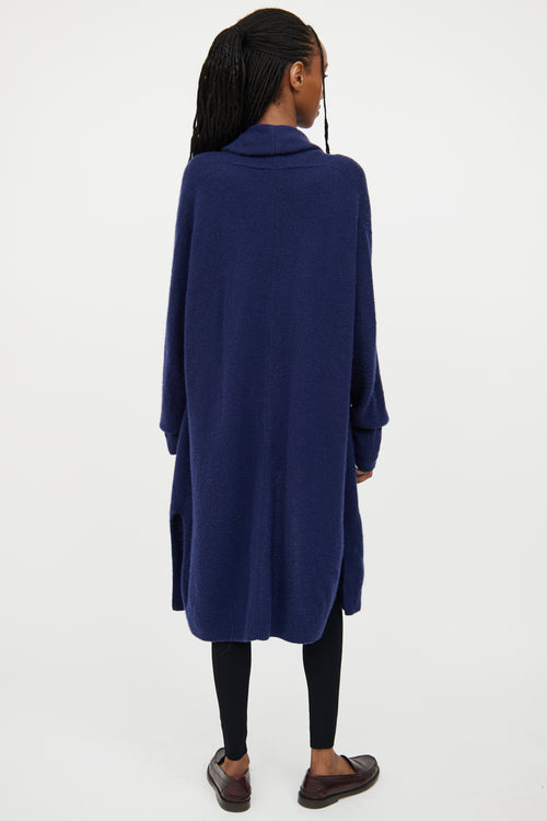 The Row Navy Cashmere & Silk Open Cardigan