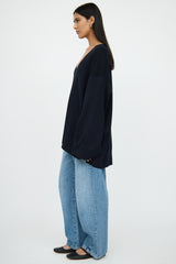 The RowBlack Ribbed Long Sleeve Tunic Top