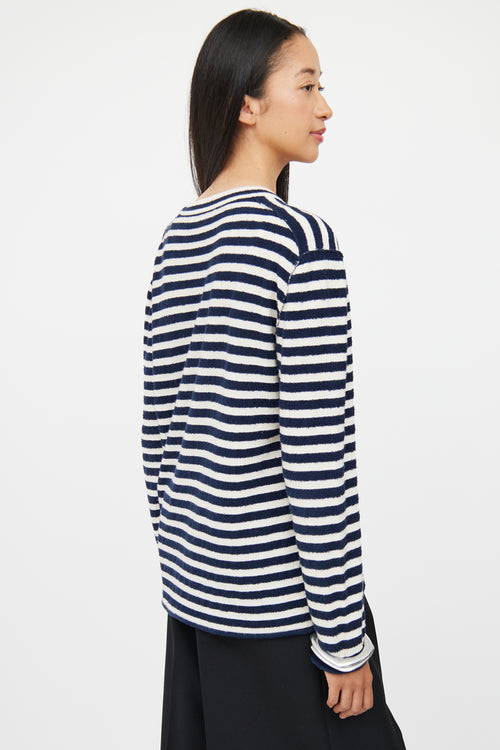 The Row Navy Cream Stripe Knit Sweater