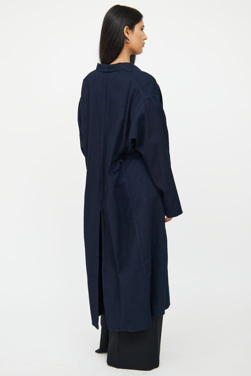 The Row Navy Belted Wrap Coat