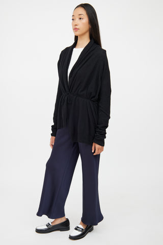 The Row Navy Silk Wideleg Pant