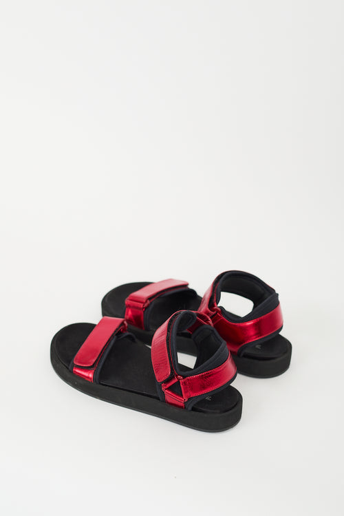 The Row Red Metallic Hook & Loop Sandal