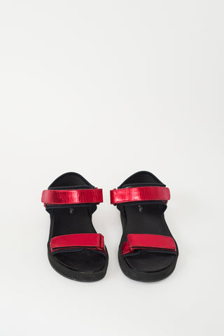 The Row Red Metallic Hook & Loop Sandal