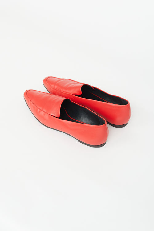 The Row Red Leather Minimal Loafer