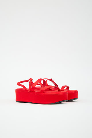 The Row Satin Wedge Platform Sandal
