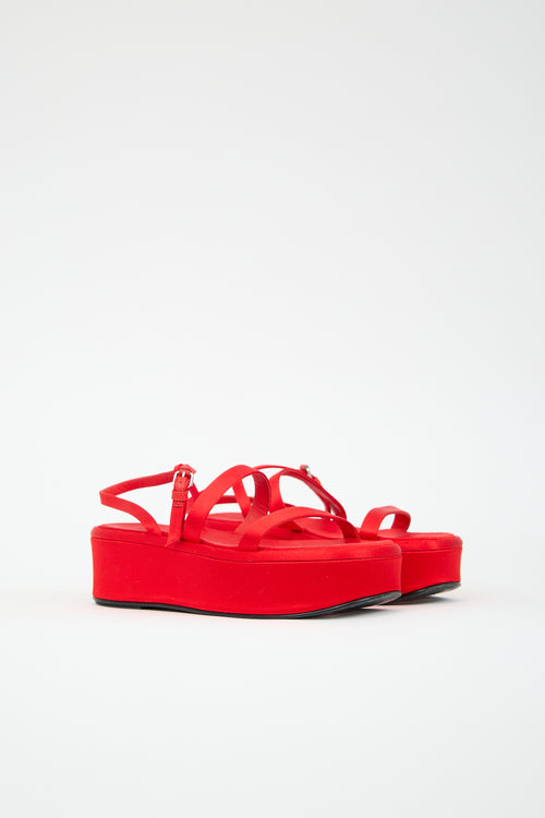 The Row Satin Wedge Platform Sandal