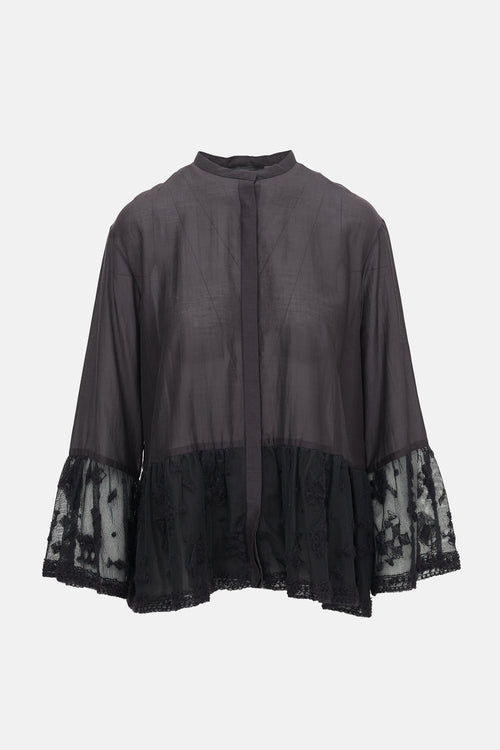 The Row Semi-Sheer & Lace Blouse