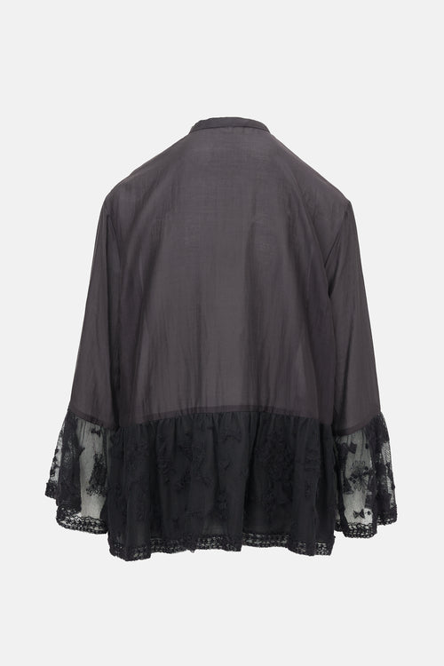 The Row Semi-Sheer & Lace Blouse