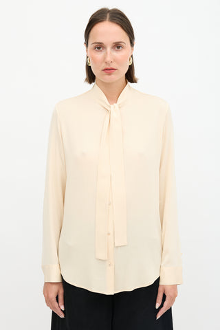 The Row Silk Tie Neck Blouse