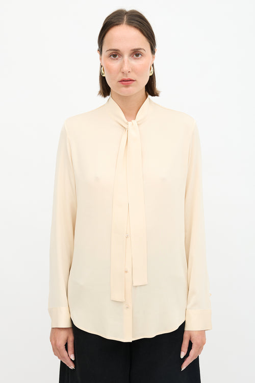 The Row Silk Tie Neck Blouse