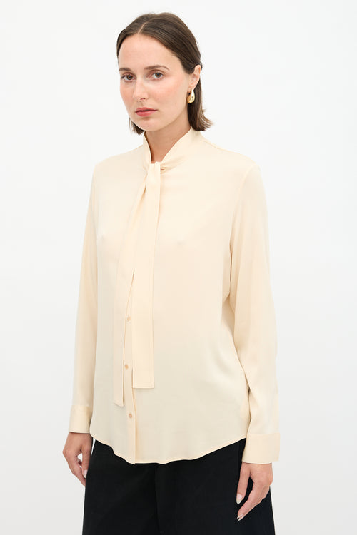 The Row Silk Tie Neck Blouse