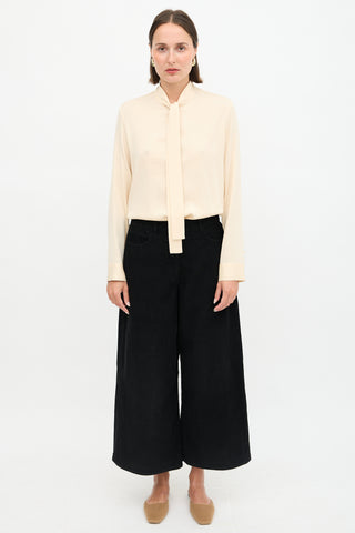 The Row Silk Tie Neck Blouse
