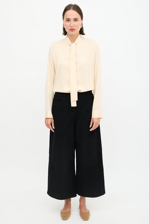 The Row Silk Tie Neck Blouse