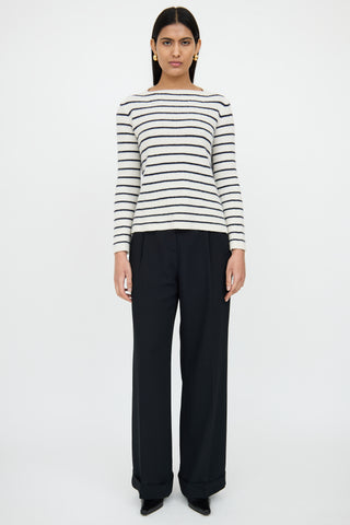 The RowWhite & Navy Cashmere Silk Knit Top