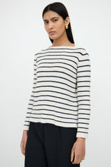 The RowWhite & Navy Cashmere Silk Knit Top