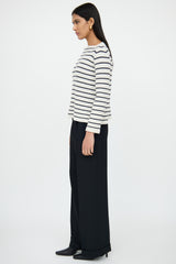 The RowWhite & Navy Cashmere Silk Knit Top