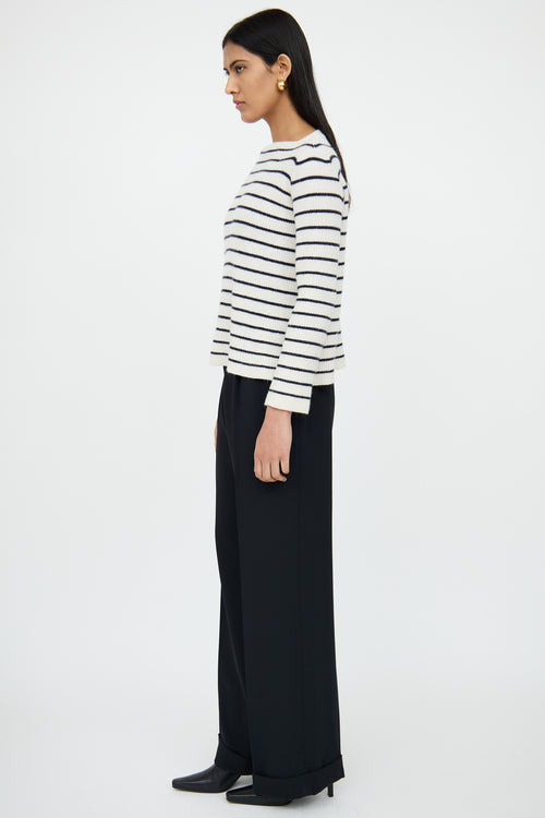 The RowWhite & Navy Cashmere Silk Knit Top