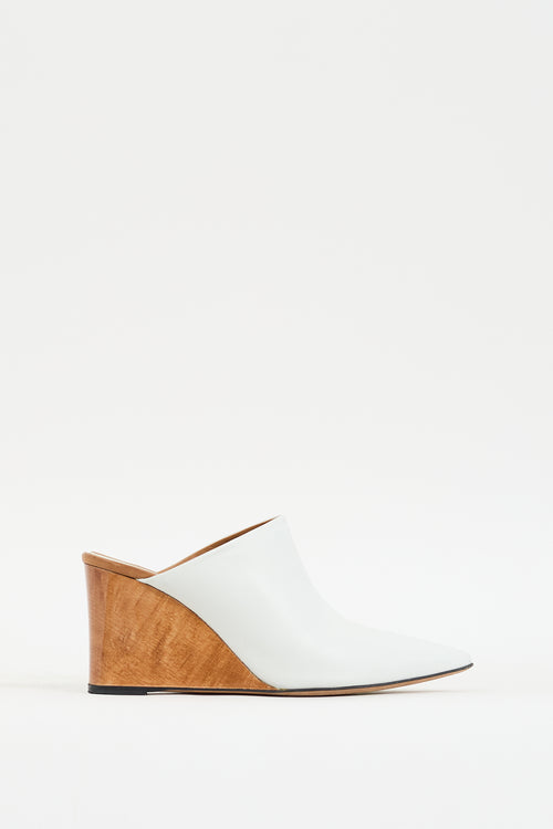 The Row White & Brown Leather Nala Mule