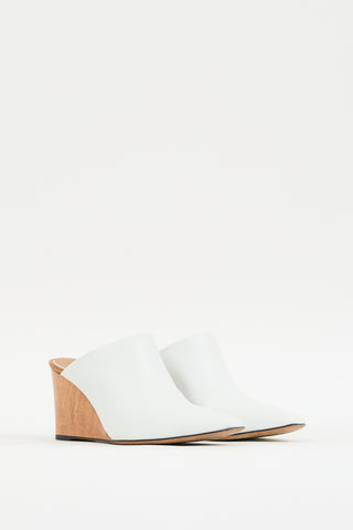 The Row White & Brown Leather Nala Mule