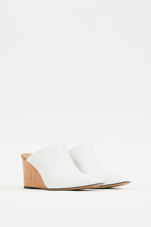 The Row White & Brown Leather Nala Mule