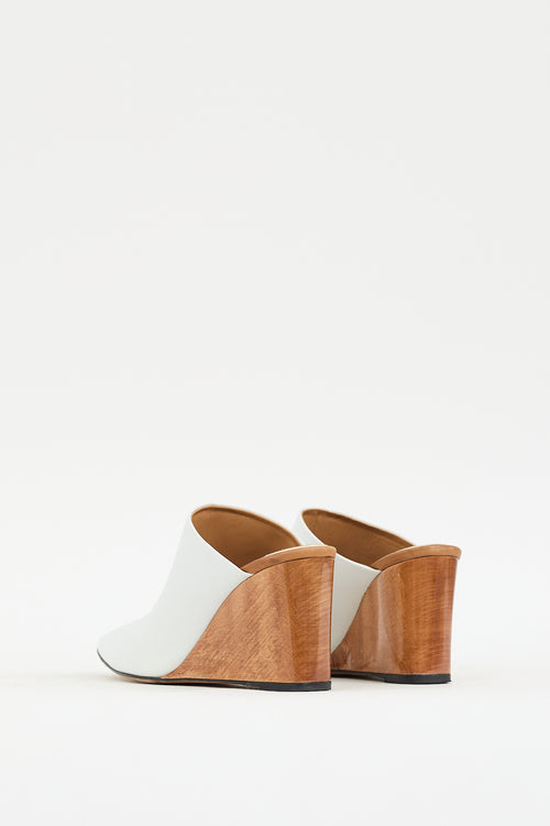 The Row White & Brown Leather Nala Mule