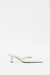 The Row Cream Leather Pointed Cybil Mule