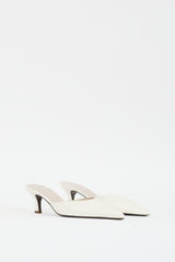 The Row Cream Leather Pointed Cybil Mule