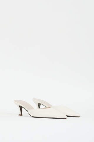 The Row Cream Leather Pointed Cybil Mule