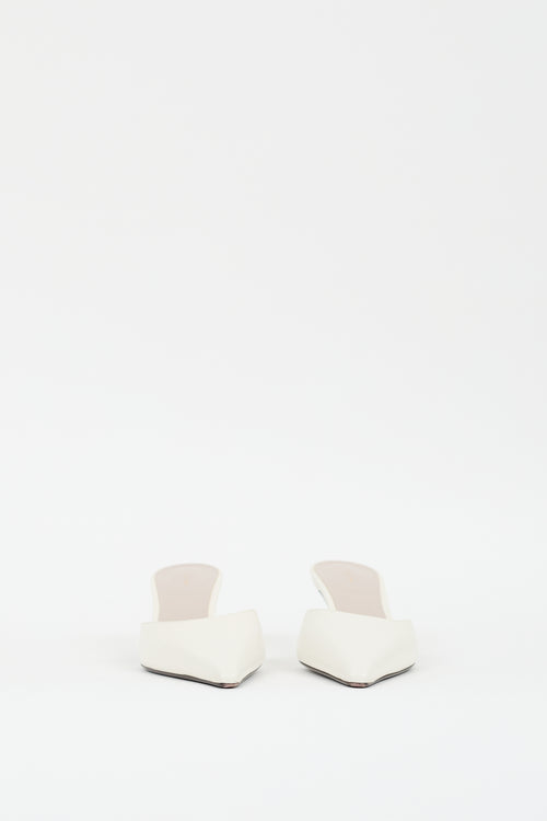 The Row Cream Leather Pointed Cybil Mule