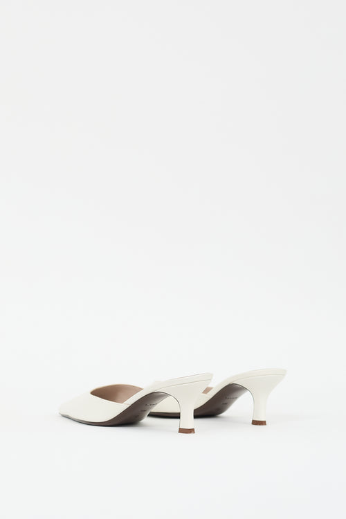 The Row Cream Leather Pointed Cybil Mule