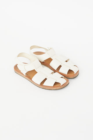 The Row White & Beige Fishermans Sandal