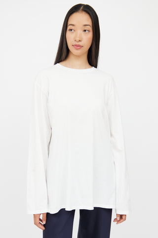 The Row White Cotton Long Sleeve Top