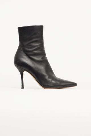 The Row Black Leather Pointed Toe Sock Boot